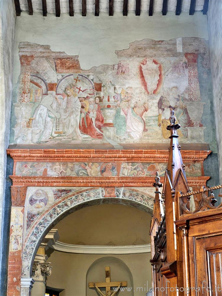 Novara (Italy) - Renaissance frescoes and decorations at the first right chapel the Church of the Convent of San Nazzaro della Costa